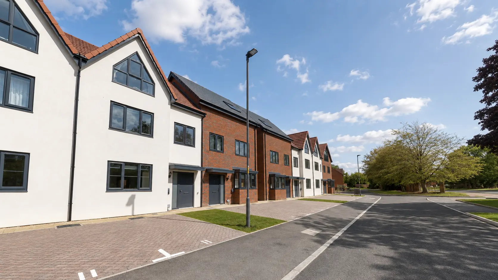 Contemporary houses at the completed Eighth Avenue development in Aylesbury