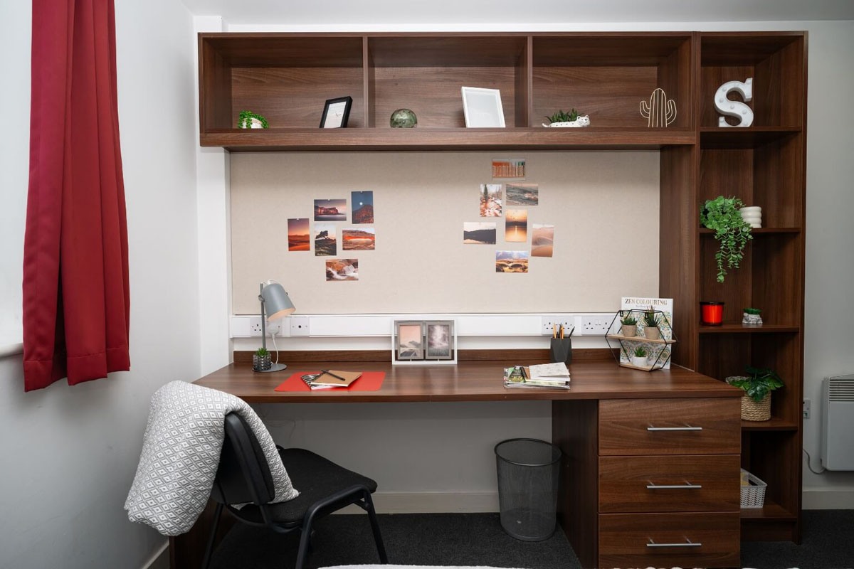 Bedroom study area and storage at Walker Street in Preston