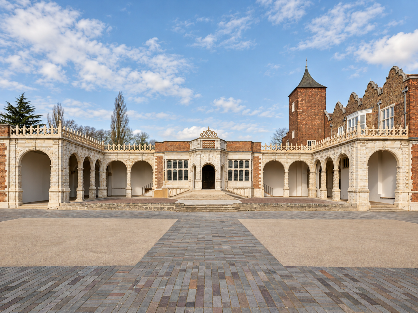 Holland House main arcade and courtyard at Holland Park, Kensington