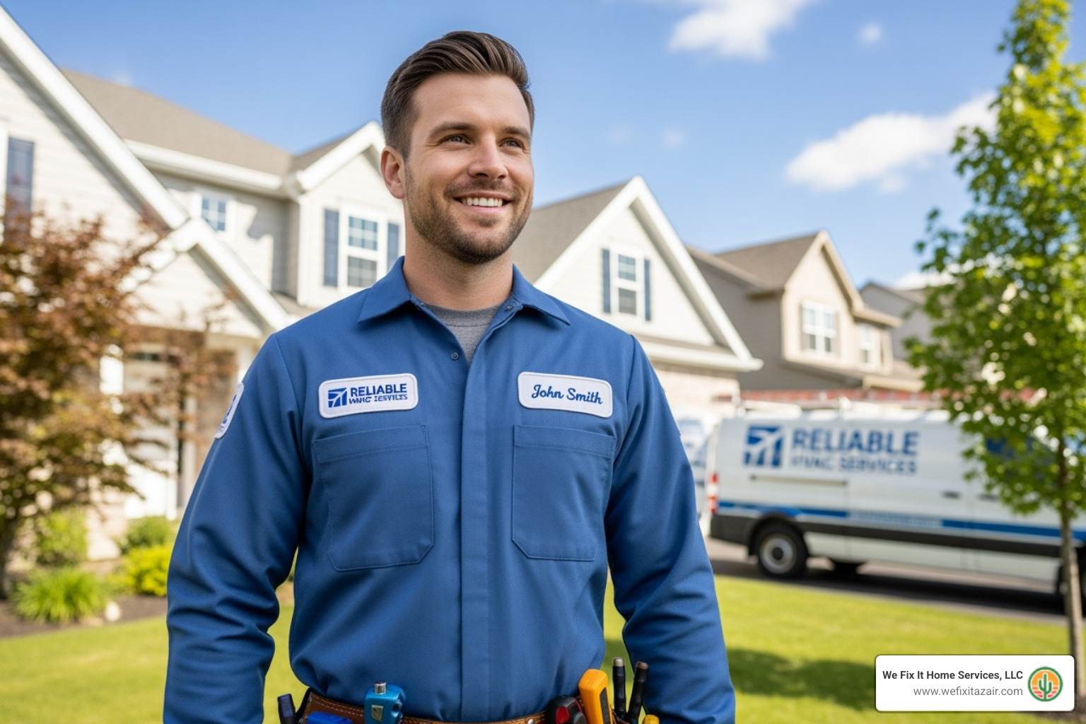 friendly We Fix It Home Services technician smiling - hvac repair glendale