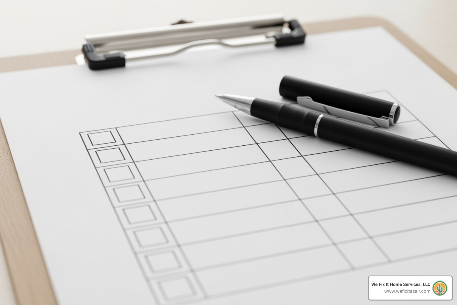 checklist with items like 'Licensed & Insured' and 'NATE Certified' - ac companies mesa az