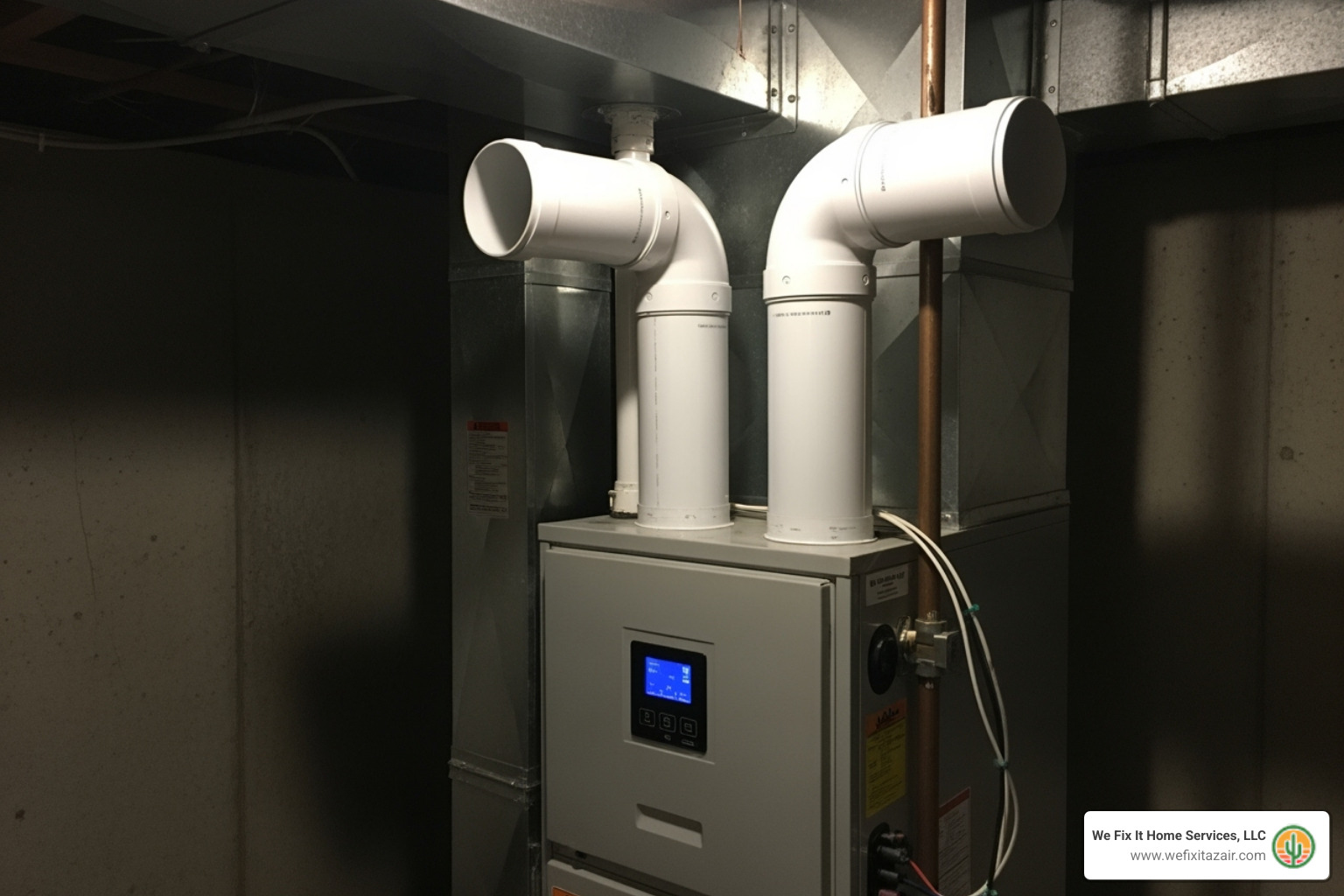 2 PVC vent pipes - furnace leaking water