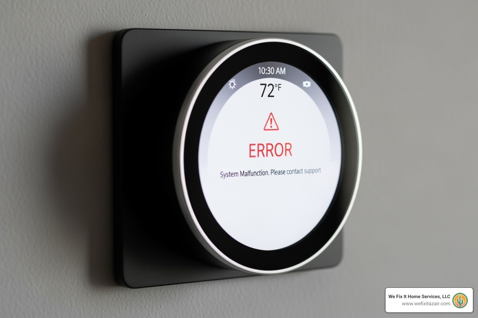 A thermostat displaying an error message - emergency heat pump service gilbert az