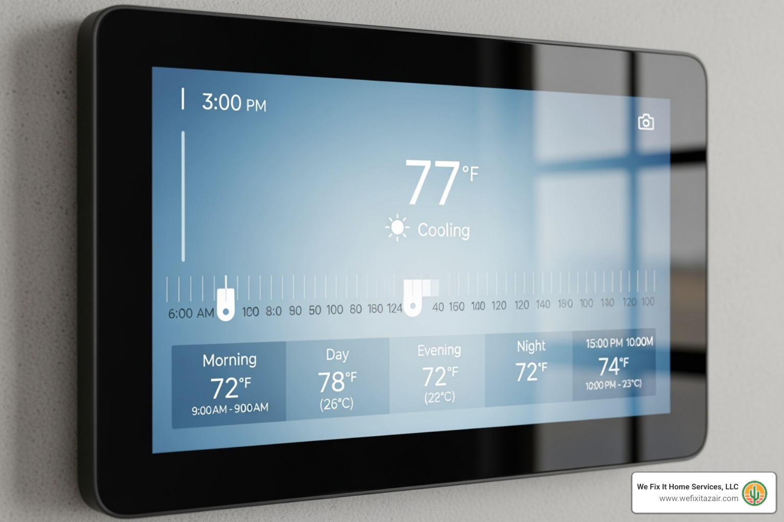 thermostat display showing summer schedule - programmable thermostat setup gilbert az