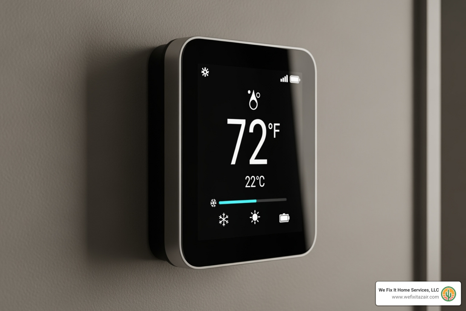 A smart thermostat showing a consistent, comfortable temperature - duct sealing paradise valley az A smart thermostat showing a consistent, comfortable temperature - duct sealing paradise valley az