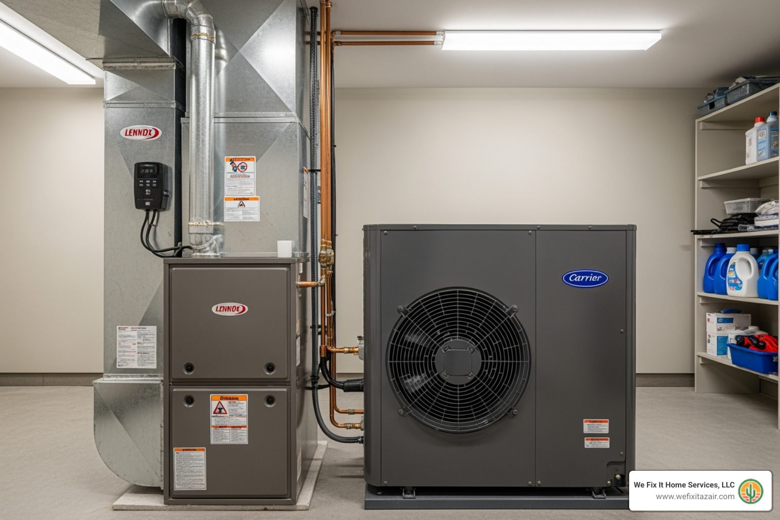 Different types of heating systems including a furnace and a heat pump - 24/7 furnace installation queen creek