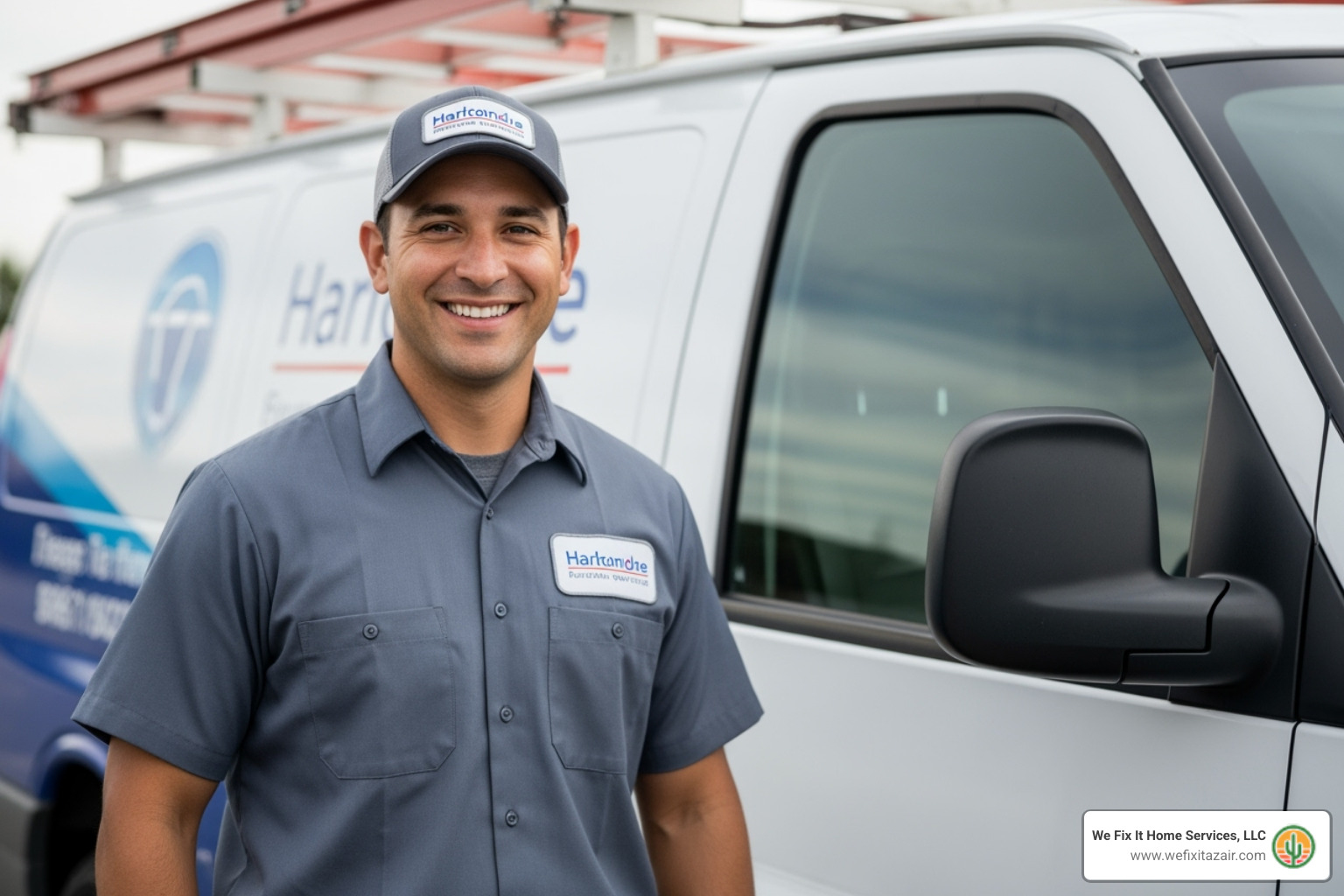 friendly professional technician with a service van - furnace repair apache junction