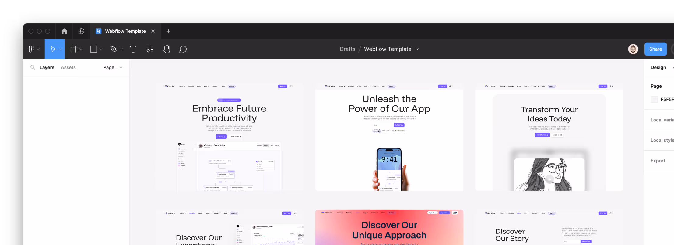 Saas Webflow Template - Konoha - Designed by Azwedo.com and Wedoflow.com