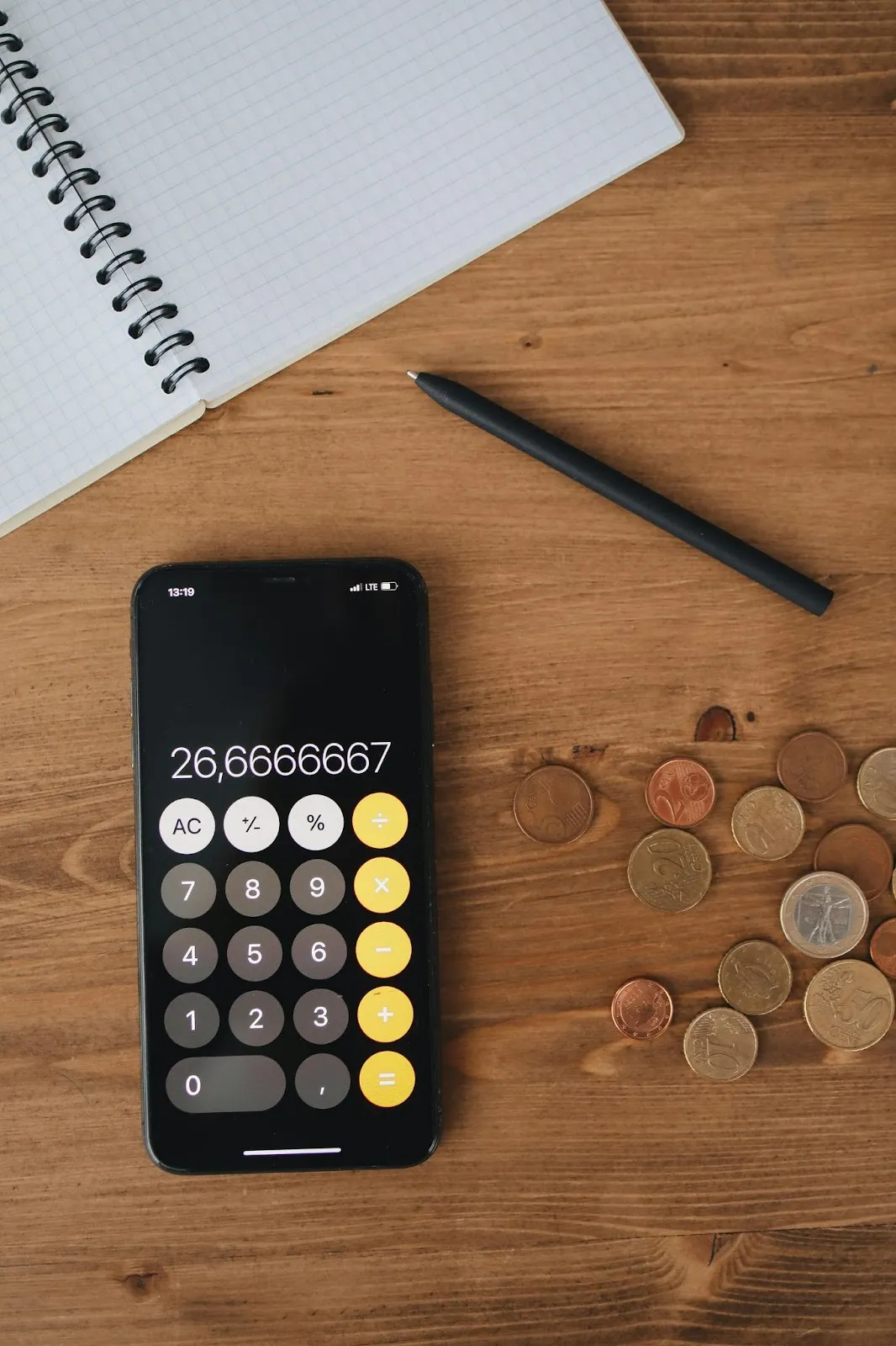 using the calculator app on a smart phone