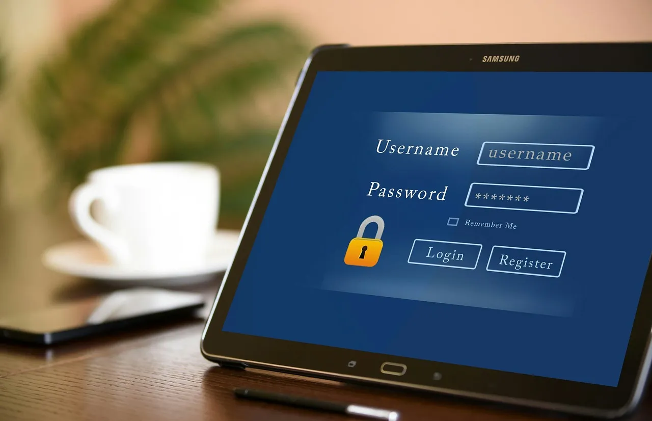 Samsung tablet displaying a login screen