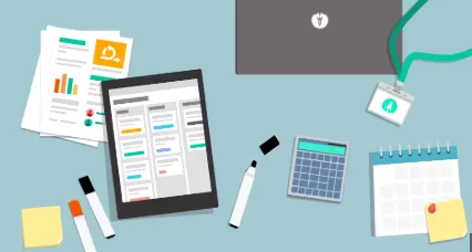 Laptop and desk accessory graphic