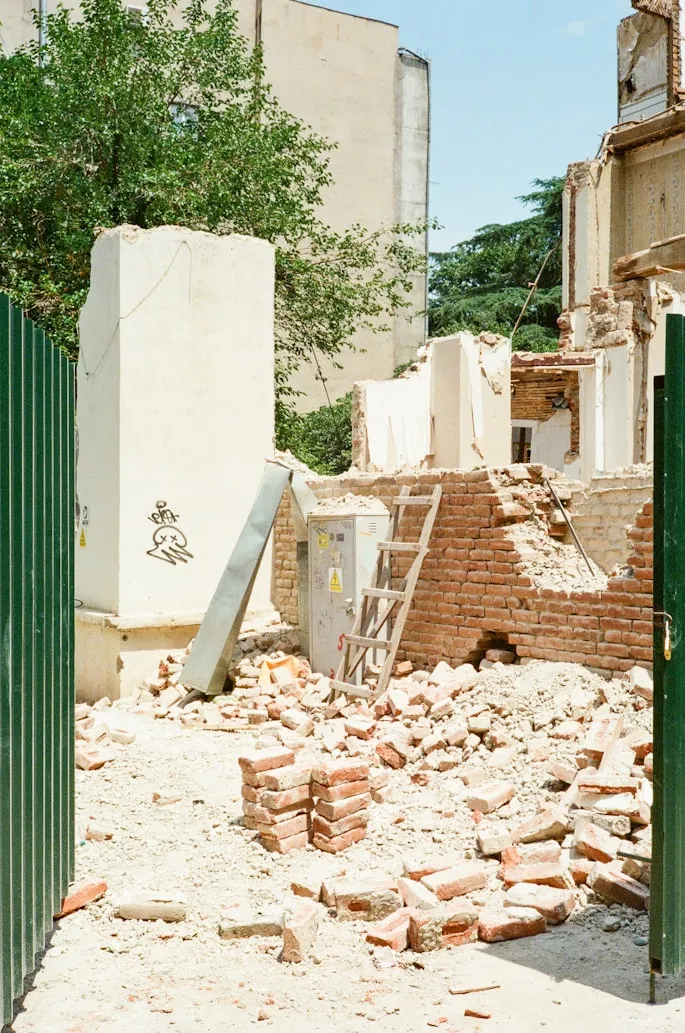 A building is under demolition