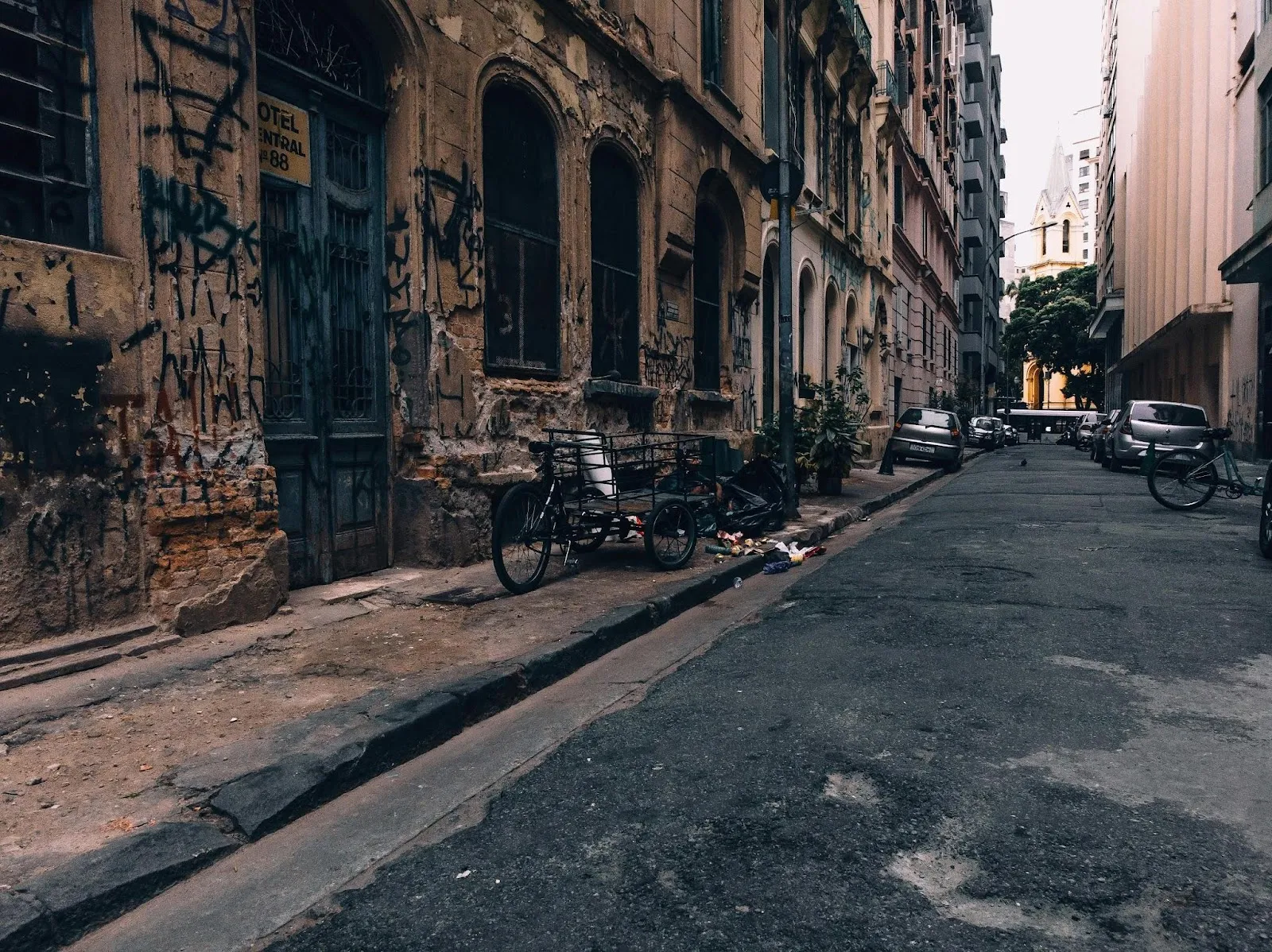 Alley parked with vehicles