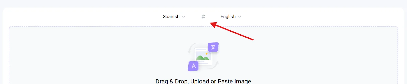 A screenshot of a computer upload option from Spanish to English.