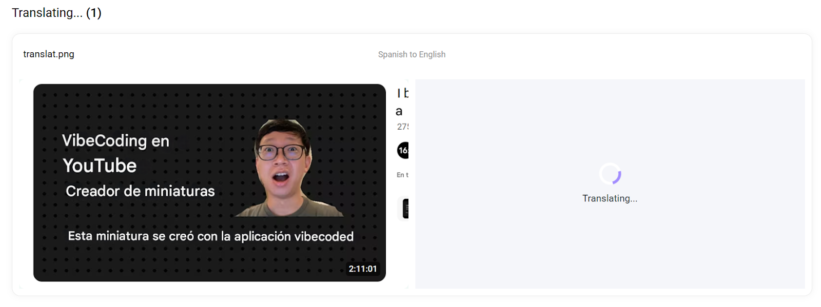 A screenshot of a AI-translated content in progress.