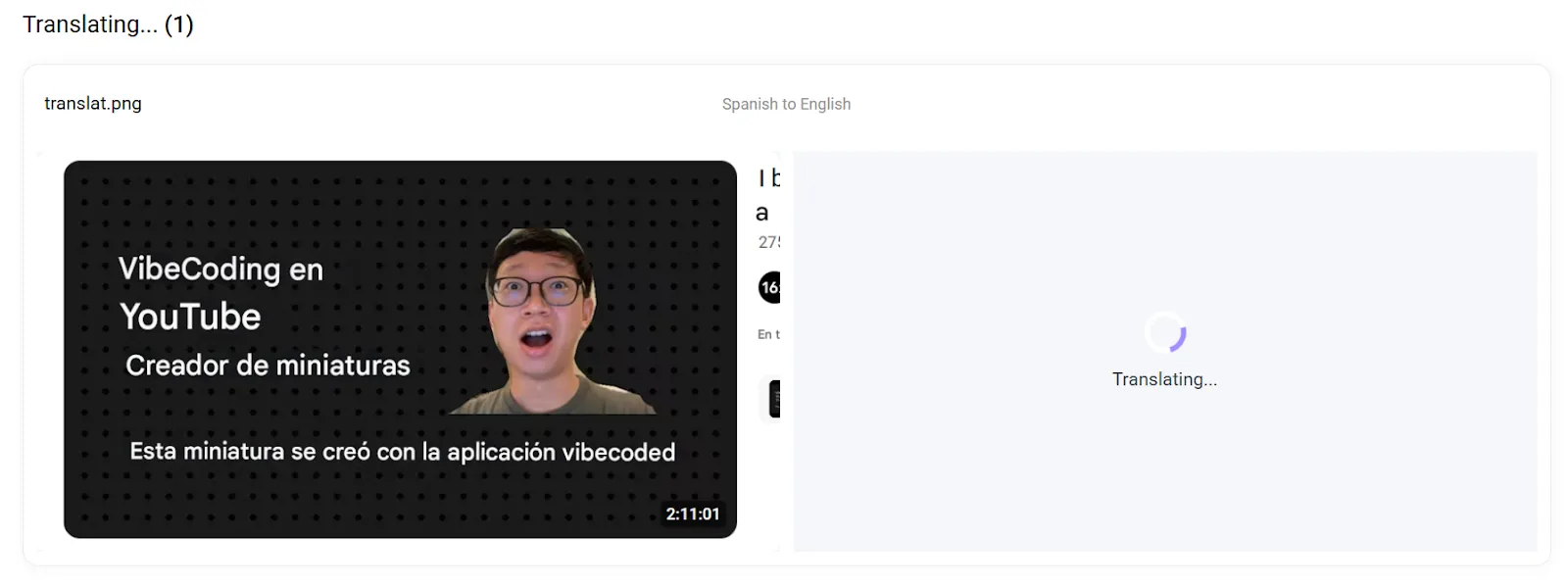 A screenshot of a AI-translated content in progress.
