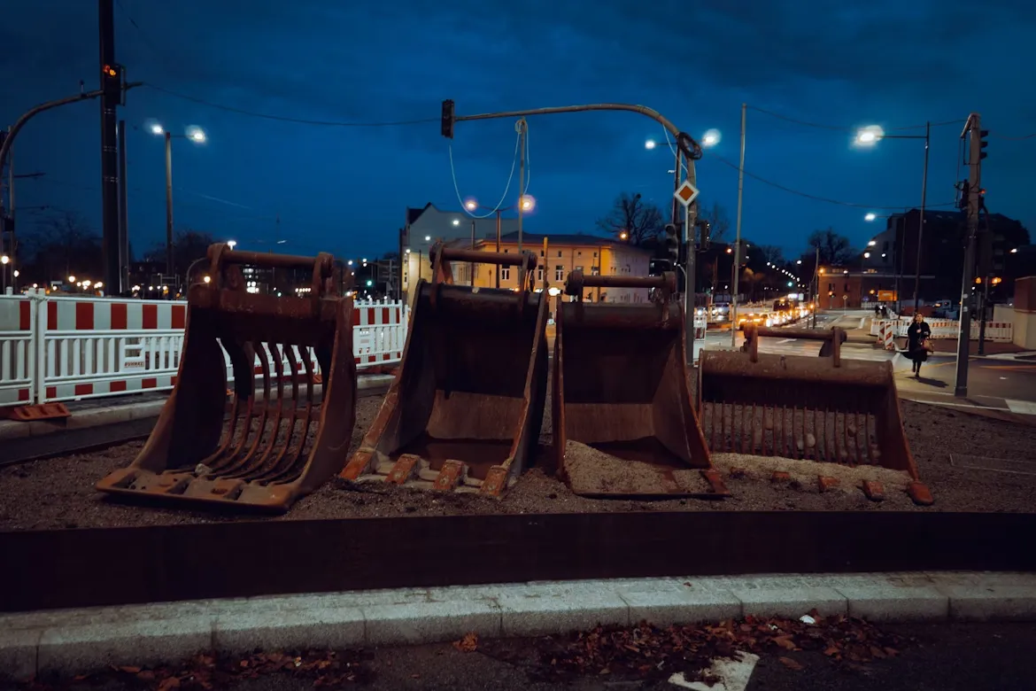 Construction works on sidewalk