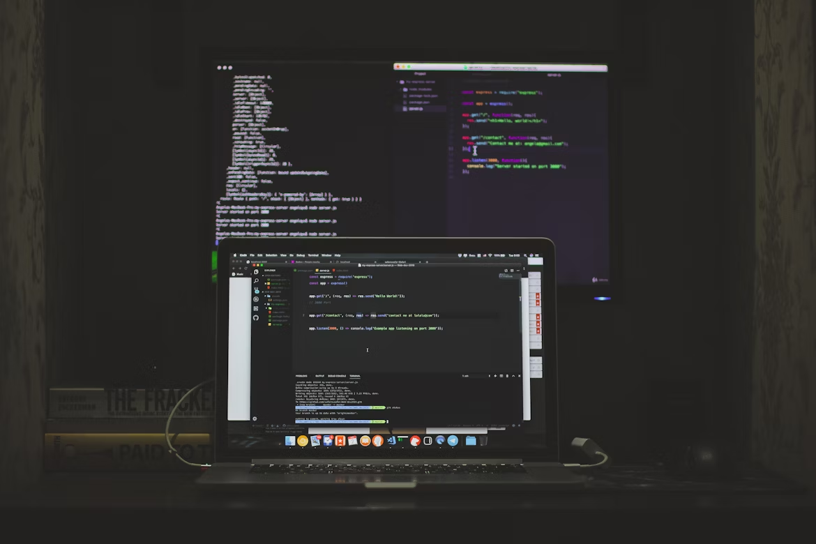 Laptop displaying html code