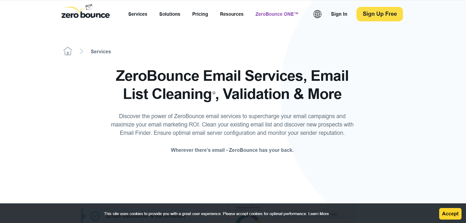 ZeroBounce homepage