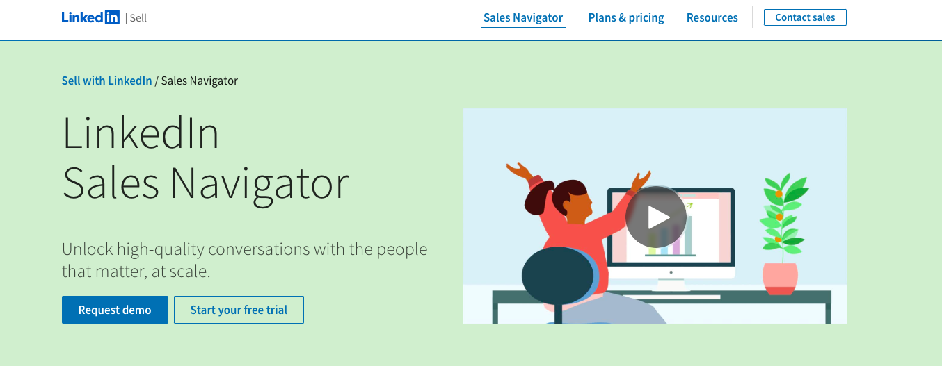 LinkedIn Sales Navigator homepage