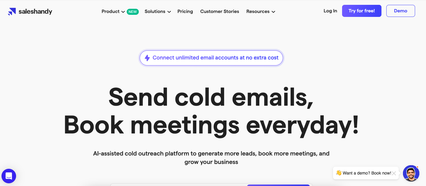 Saleshandy homepage