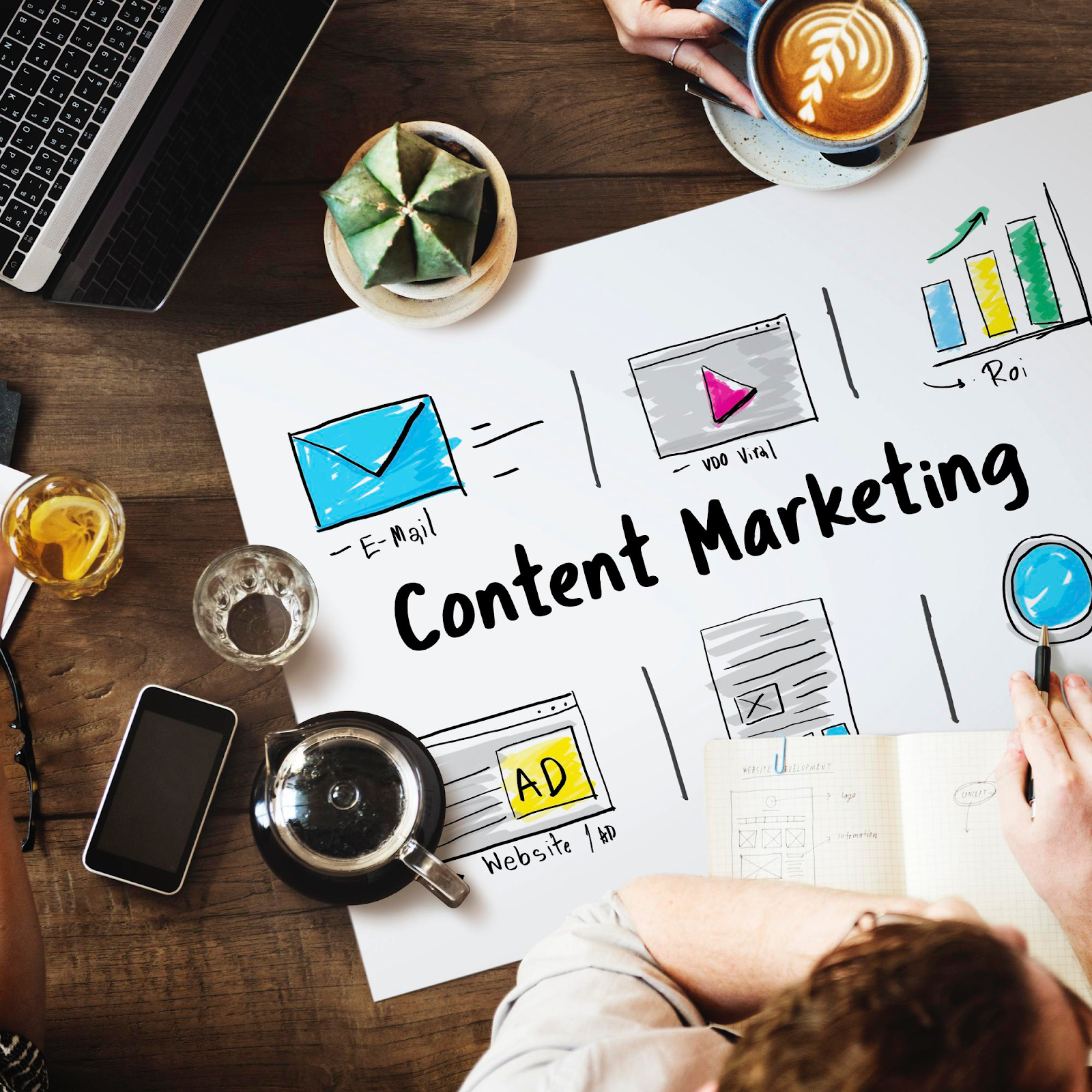 A professional planning a content marketing strategy