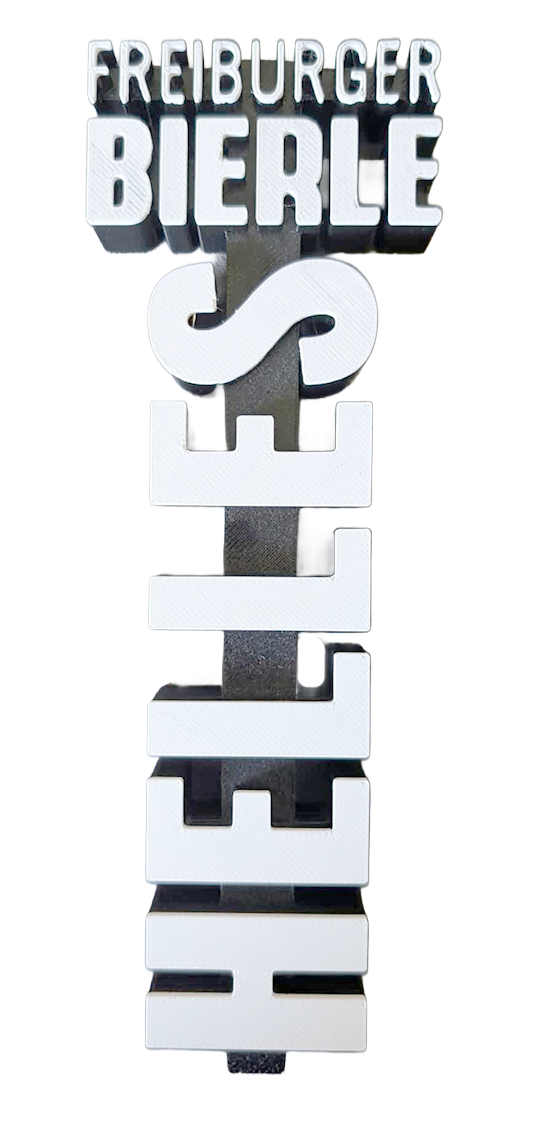 Signature Fat – individueller typografischer Zapfhahngriff für Freiburger Bierle.