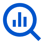 A blue search icon representing ongoing monitoring