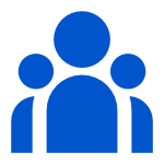 A blue icon of a team