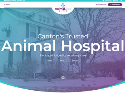 Website design for Animal Care Clinic by Snyder Advertising Art & Design
