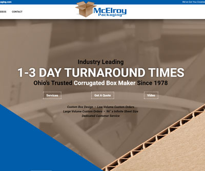 Website Design for McElroy Packaging by Snyder Advertising Art & Design - Wooster, Ohio
