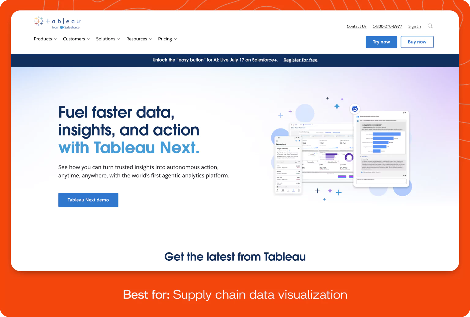 Screenshot of Tableau homepage.