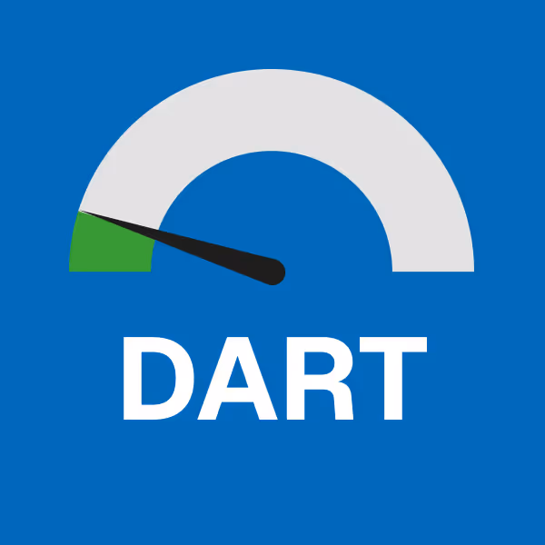 A dashboard meter with the acronym DART