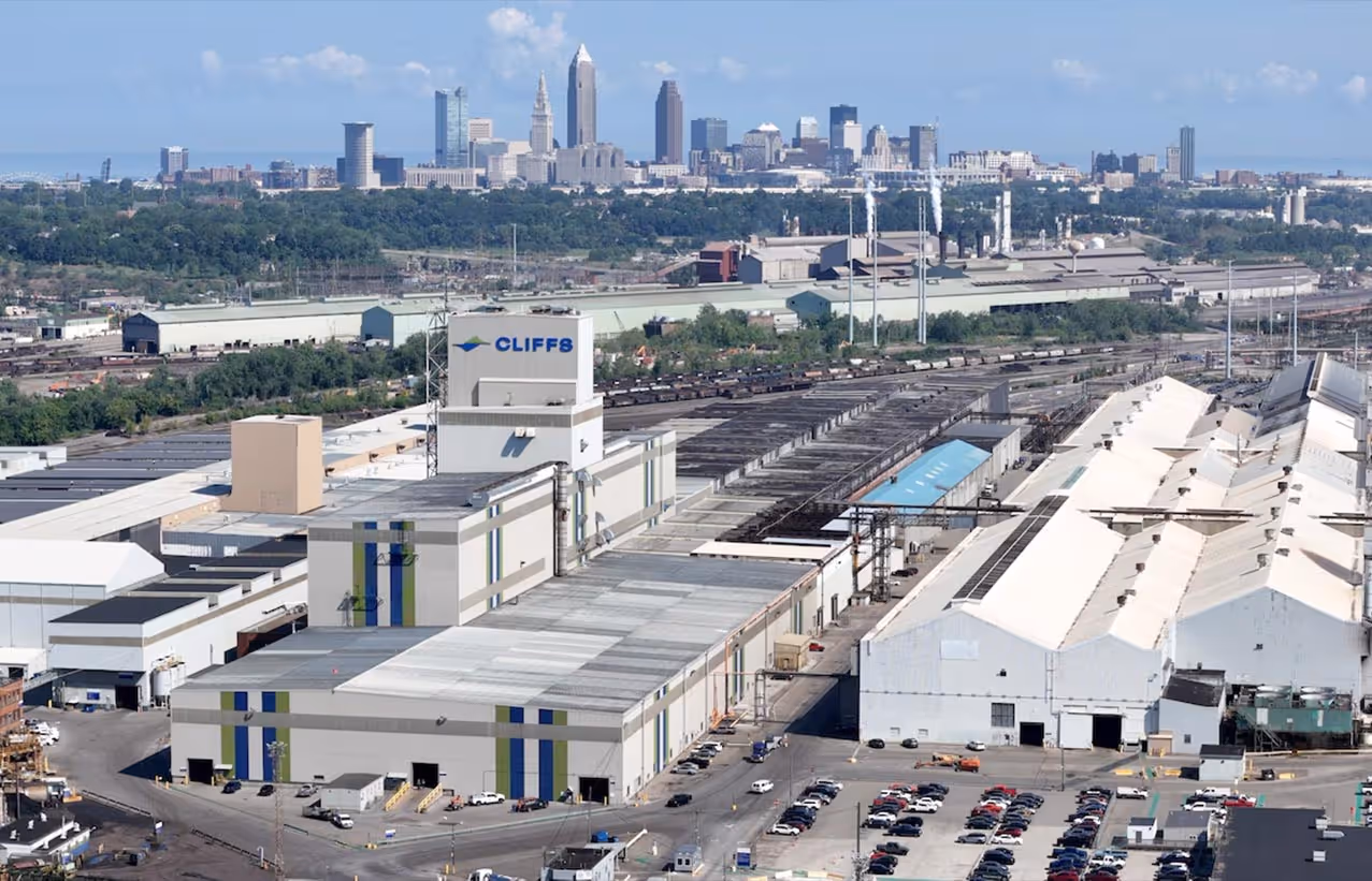The Cliffs factory in front of the Cleveland skyline