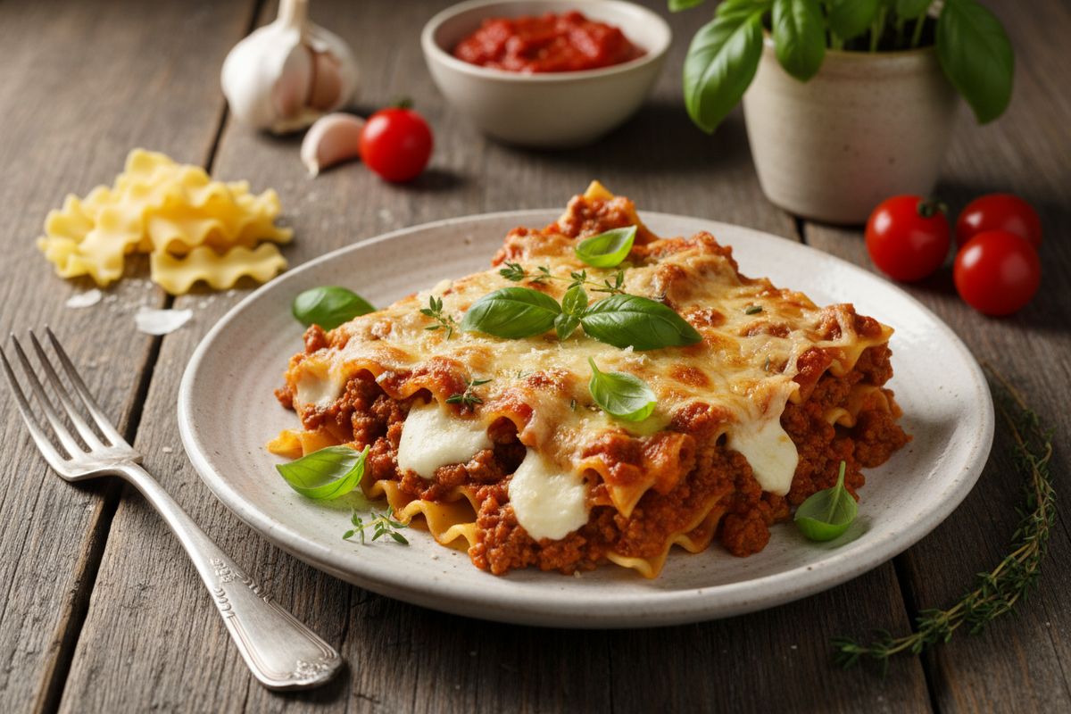 Pannulasagne syntyy yhdessä pannussa – täyteläinen tomaatti-jauhelihakastike ja pasta haudutettuna täydelliseen pehmeytteen.