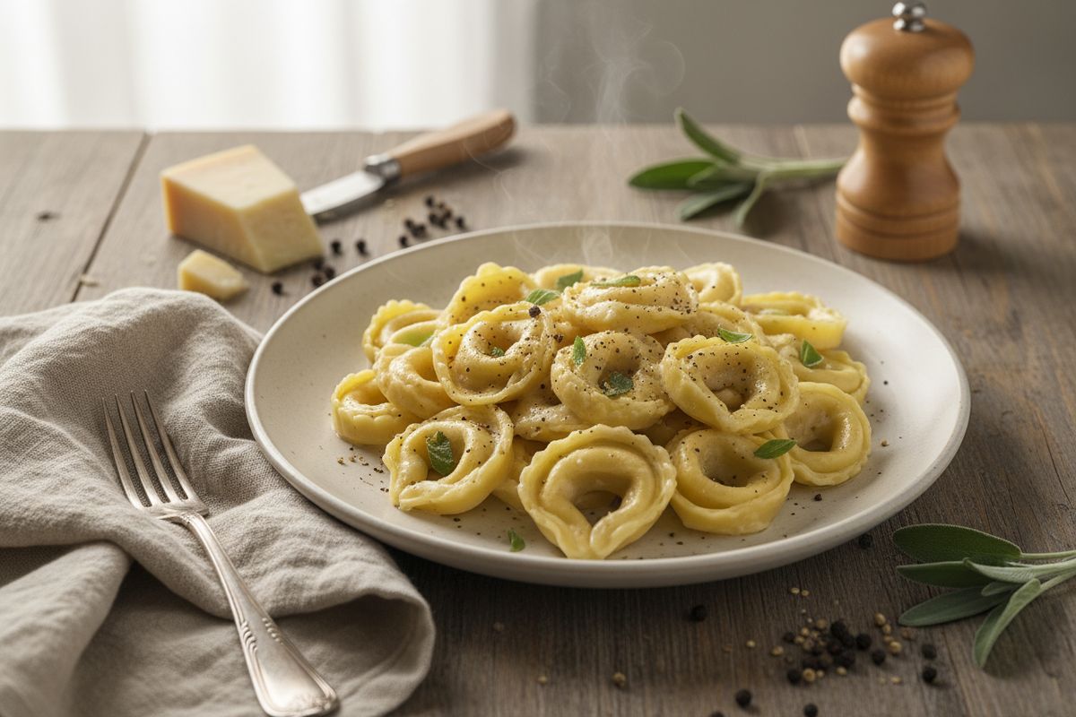 Roomalainen tortellini cacio e pepe on kermainen täytetty pastaklassikko, jonka salaisuus piilee oikeassa tekniikassa.