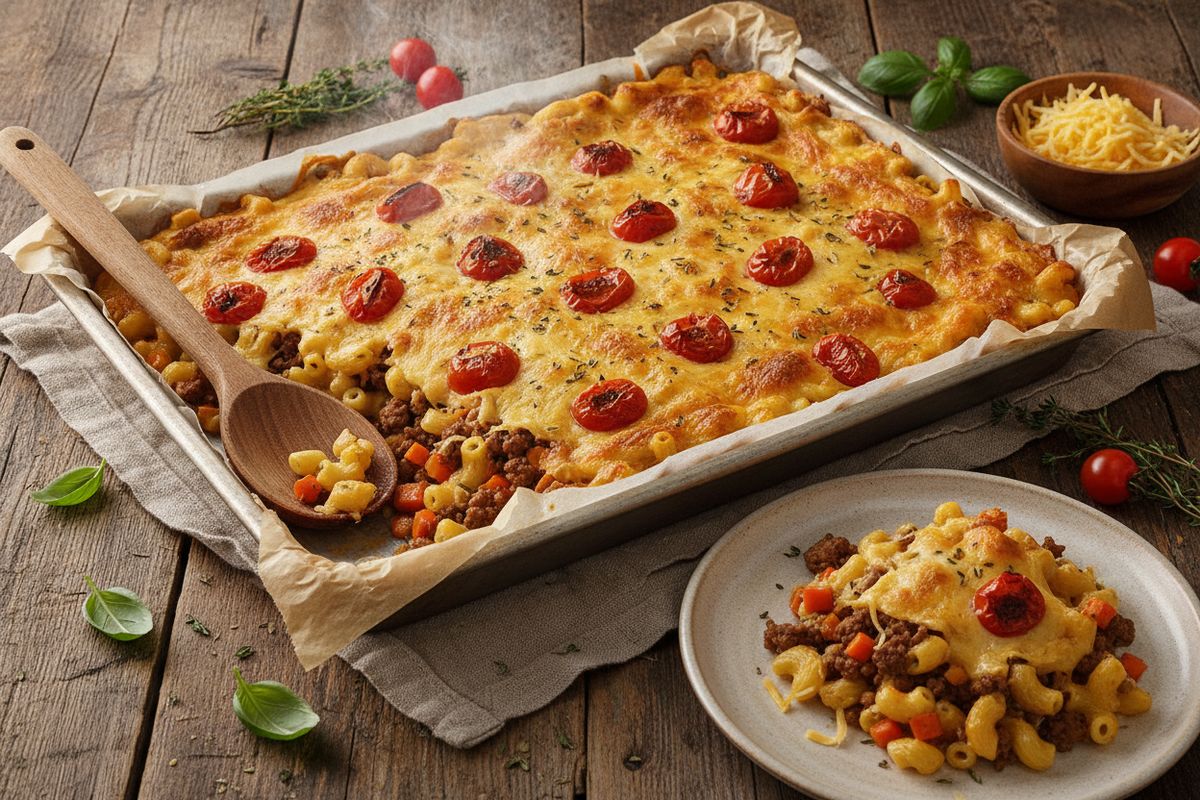 Taco-peltimakaronilaatikko on mausteinen ja juustoinen pastaruoka, joka valmistuu helposti koko perheen arkipäivälliseksi.