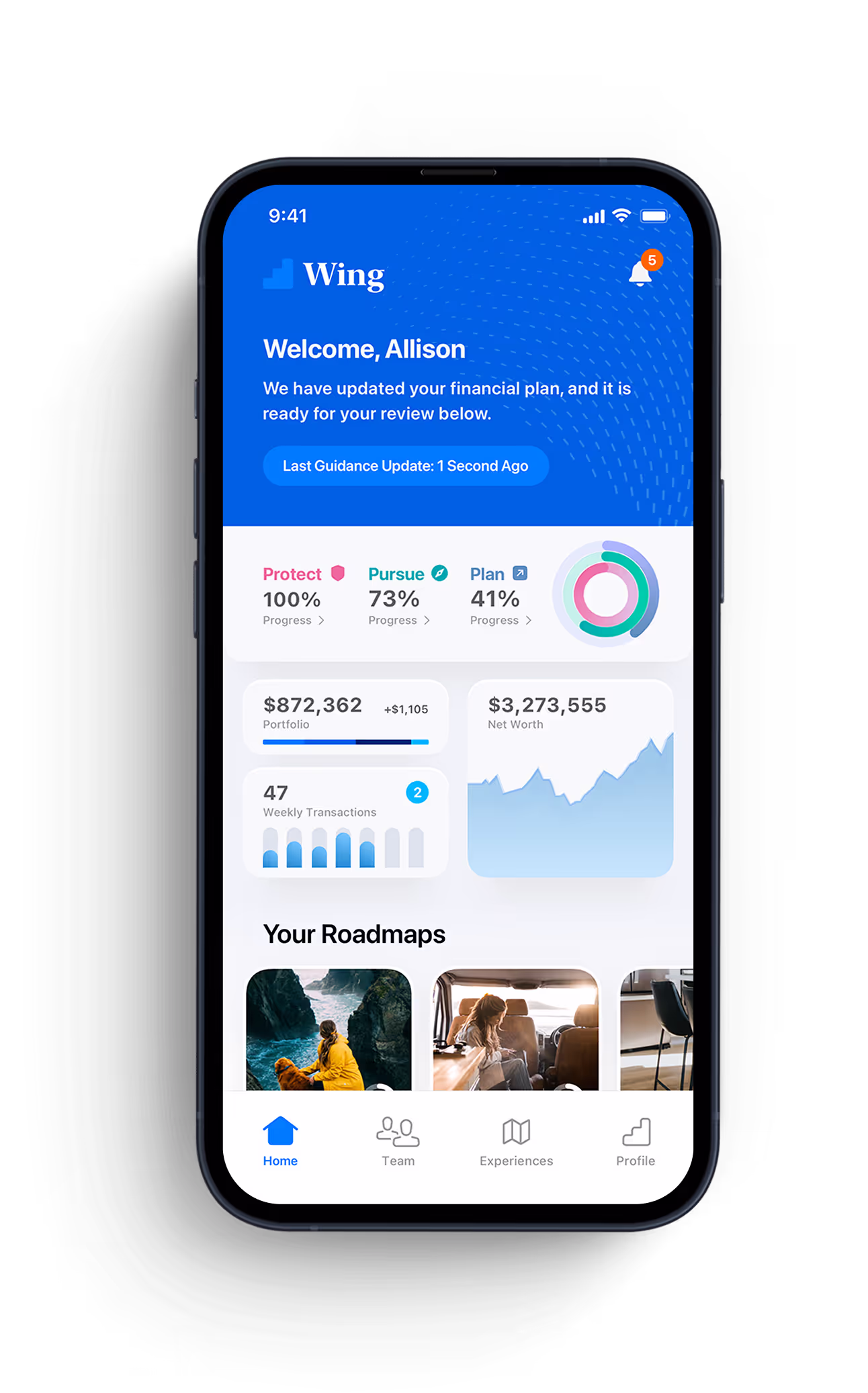 iPhone app with personal profile and data