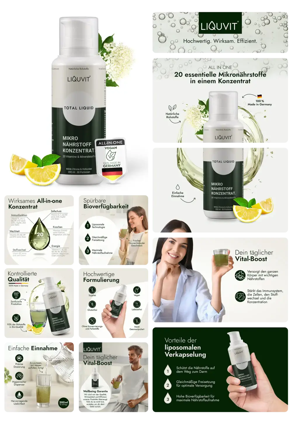 LIQUIVIT Mikro Nährstoff Konzentrat, ein veganes All-in-One-Flüssigkonzentrat mit 20 essentiellen Mikronährstoffen für täglichen Vital-Boost.