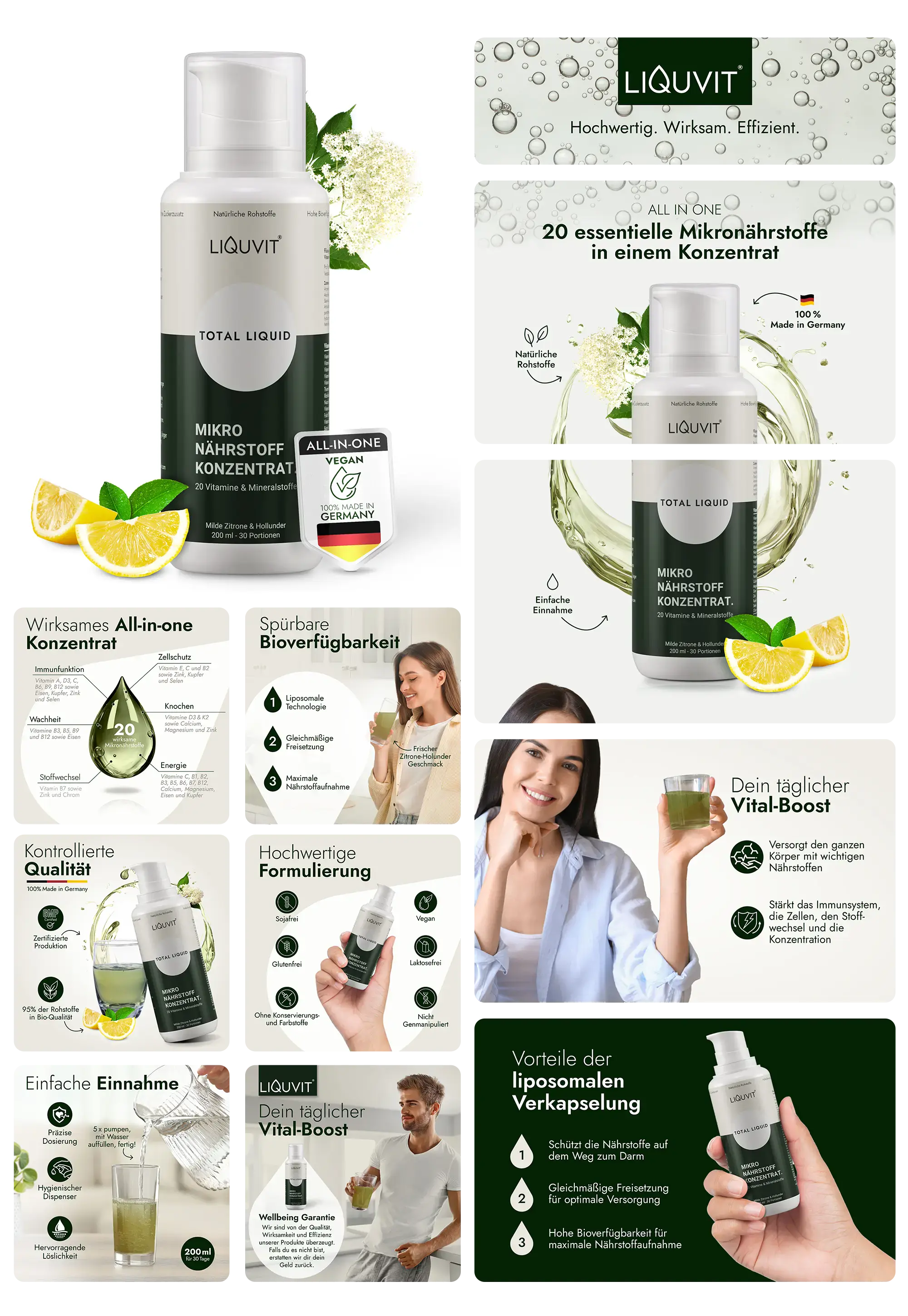 LIQUIVIT Mikro Nährstoff Konzentrat, ein veganes All-in-One-Flüssigkonzentrat mit 20 essentiellen Mikronährstoffen für täglichen Vital-Boost.