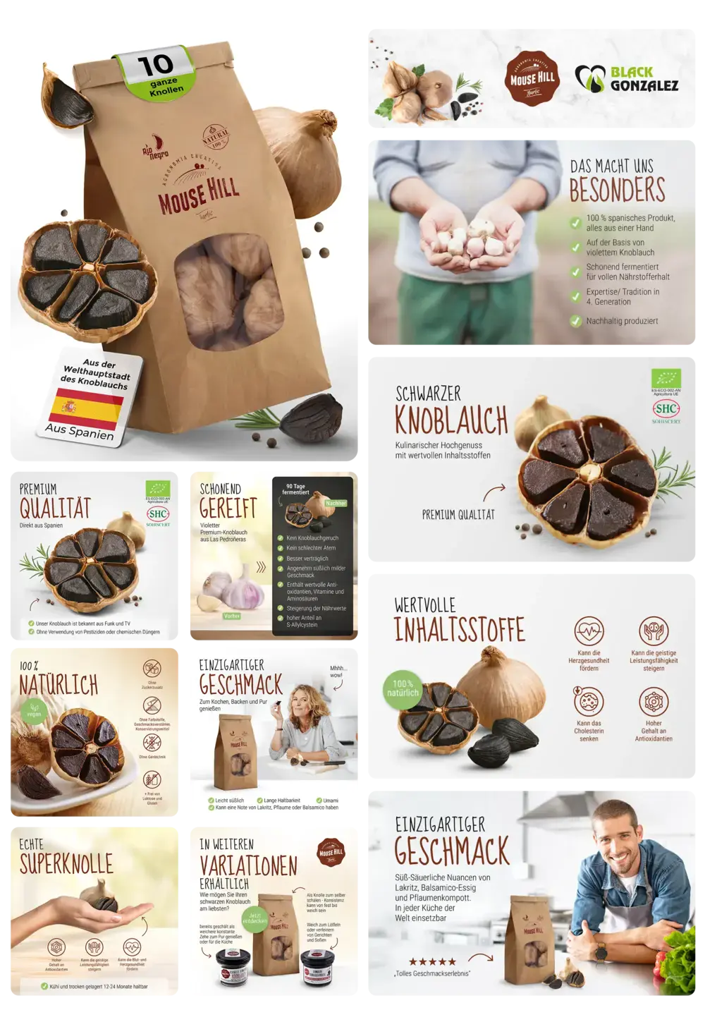 Black Gonzalez Schwarzer Knoblauch von Mouse Hill in natürlicher Qualität, schonend gereift, mit wertvollen Inhaltsstoffen und einzigartigem Geschmack.