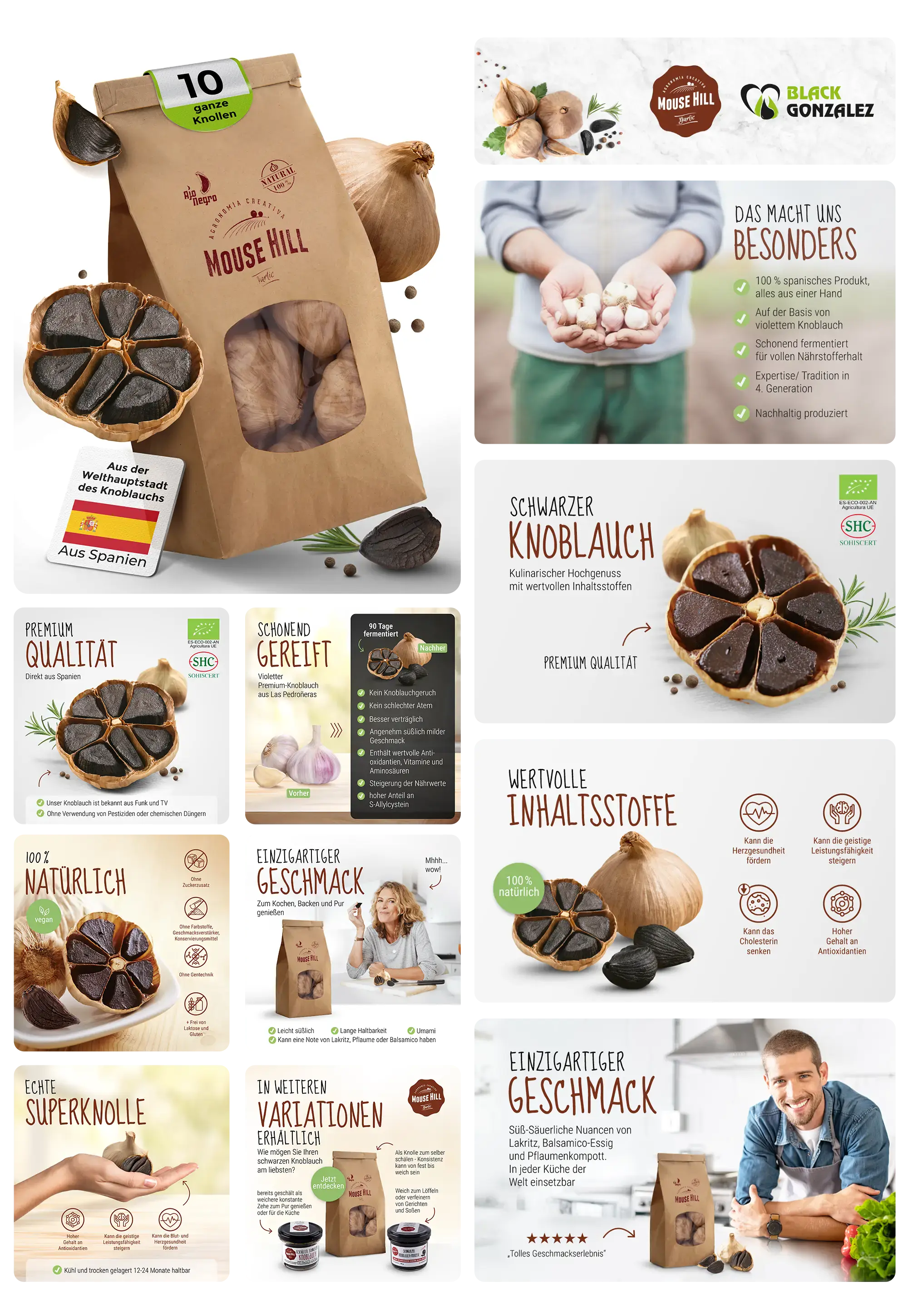 Black Gonzalez Schwarzer Knoblauch von Mouse Hill in natürlicher Qualität, schonend gereift, mit wertvollen Inhaltsstoffen und einzigartigem Geschmack.