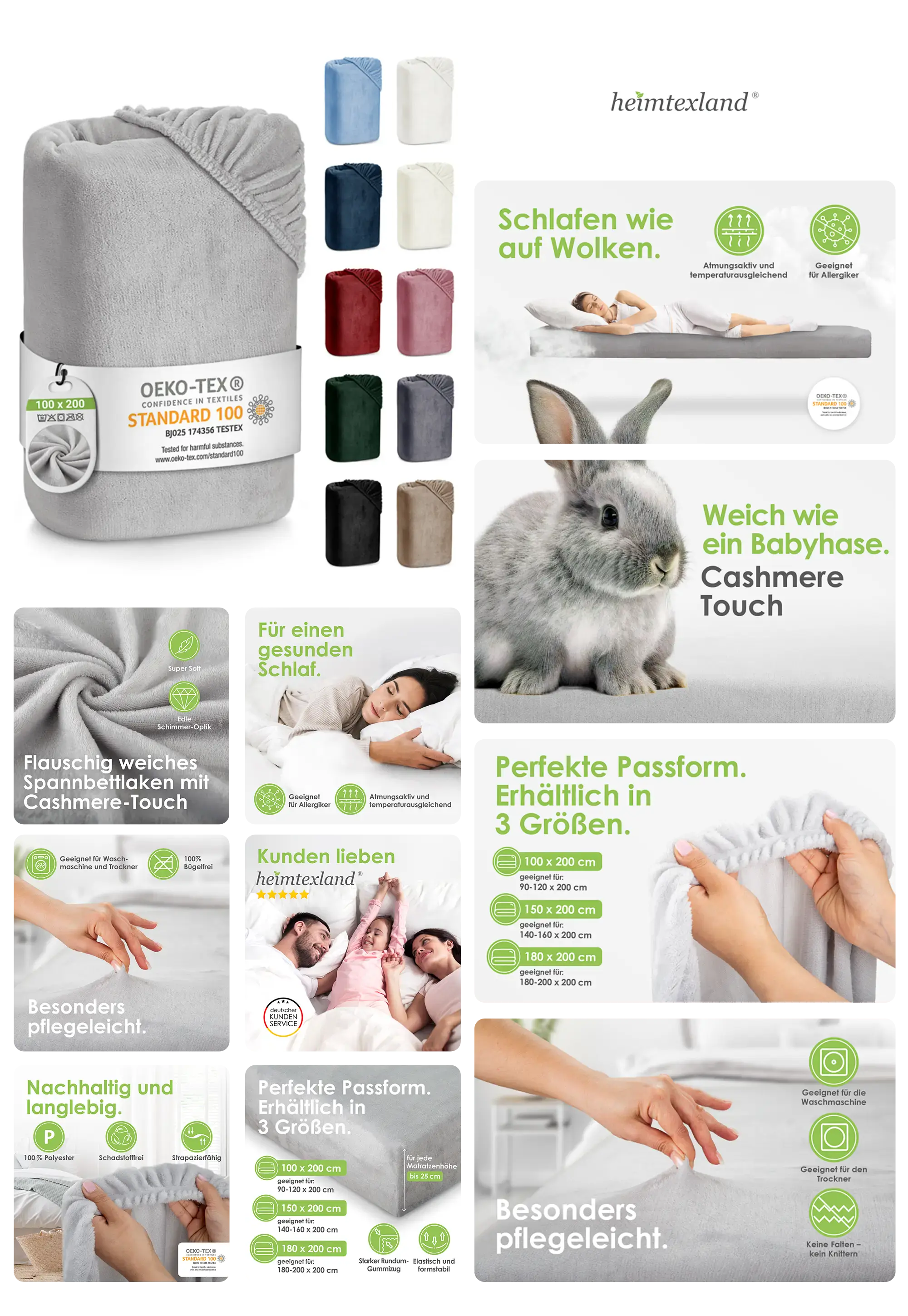 Spannbettlaken von heimtexland aus weichem Cashmere Touch, in verschiedenen Größen und Farben
