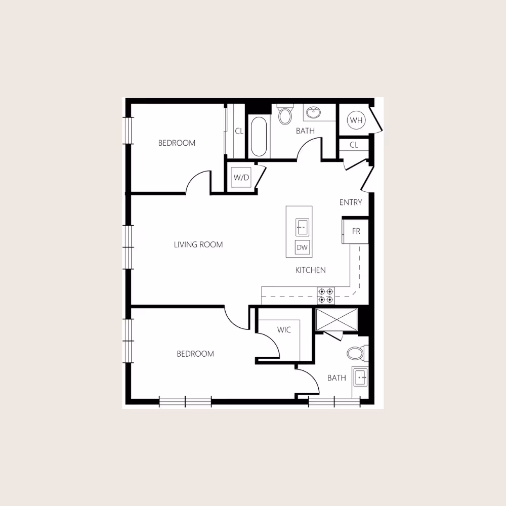 2x2B layout floor plan layout