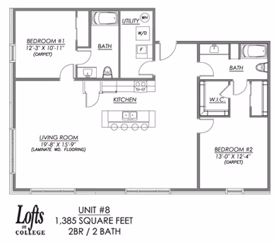 Lofts on College - 2x2 #8 layout