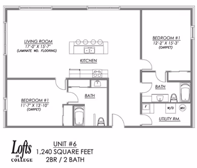 Lofts on College - 2x2 #6 layout