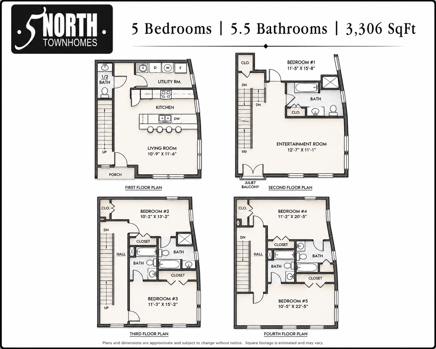 5 North - 5x5.5 layout