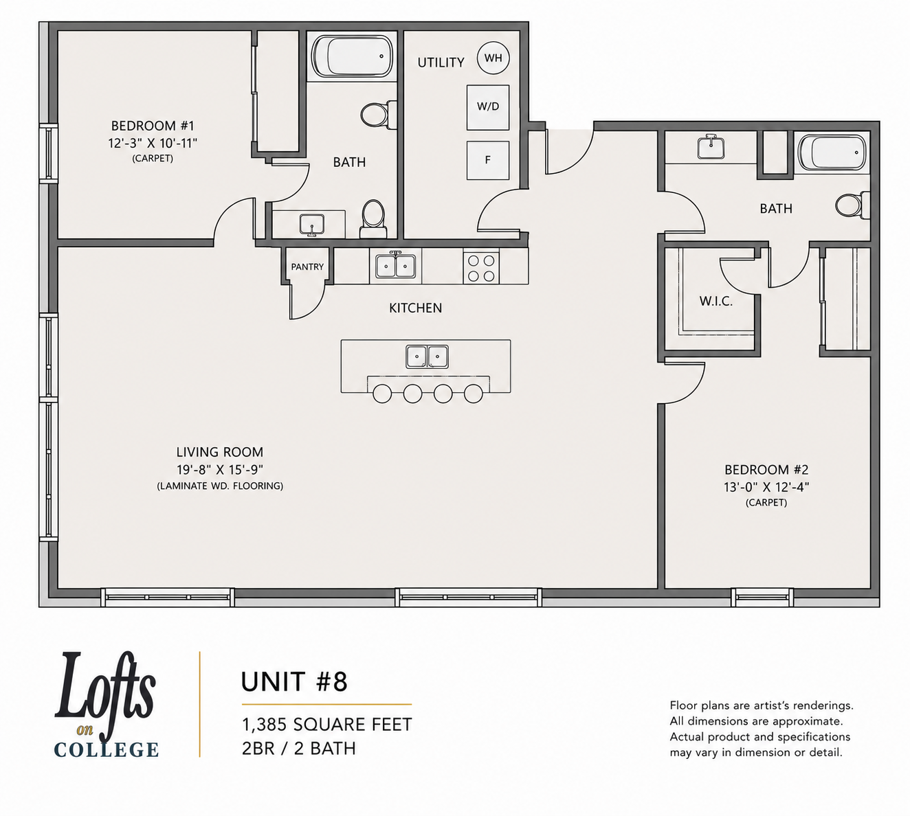 Lofts on College - 2x2 #8 layout