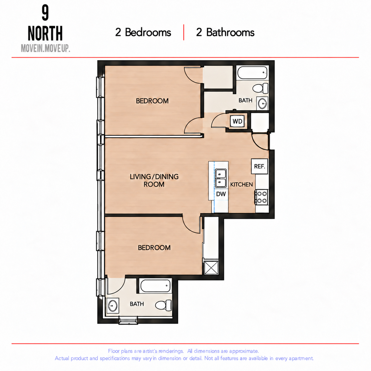 9 North - 2x2 Corner #203/303 layout