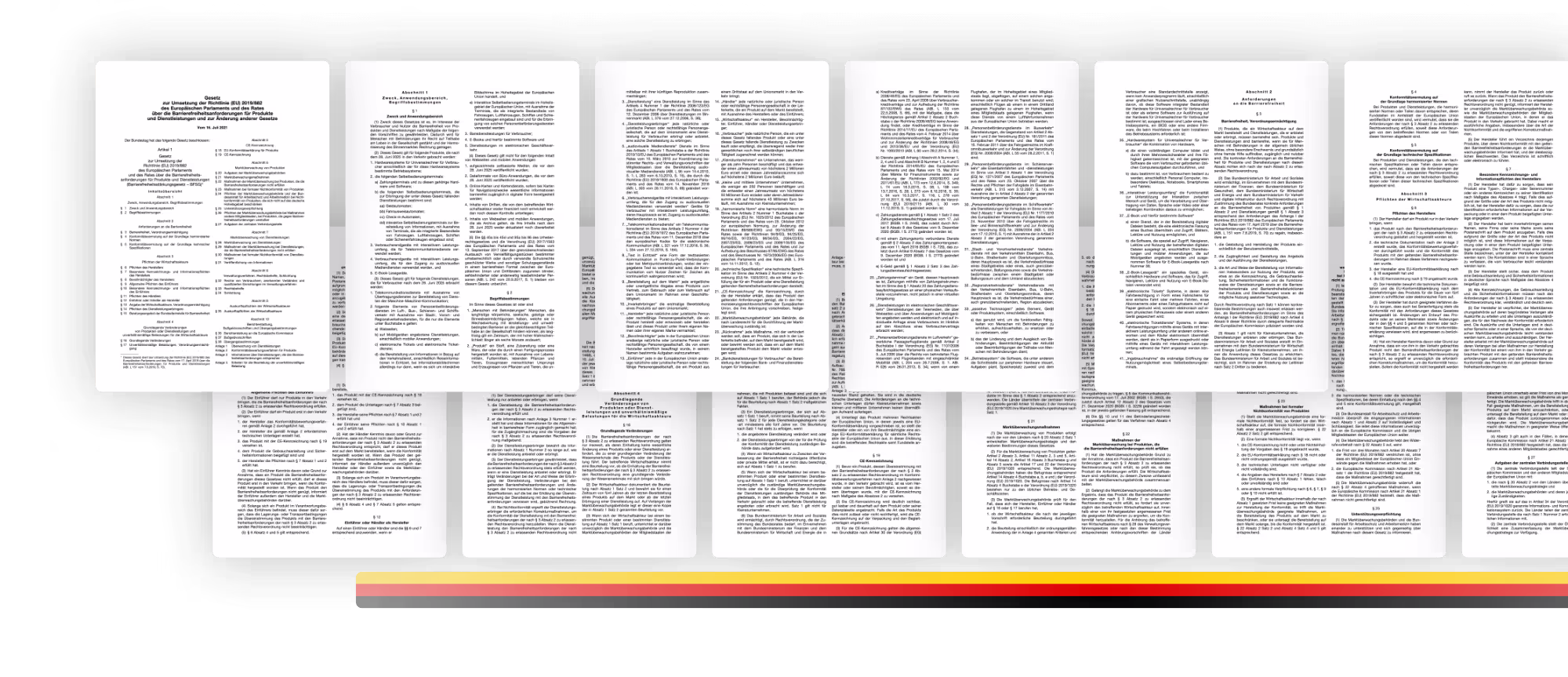 Eine Übersicht der Seiten des EU-Richtlinie 2019/882 (European Accessibility Act)
